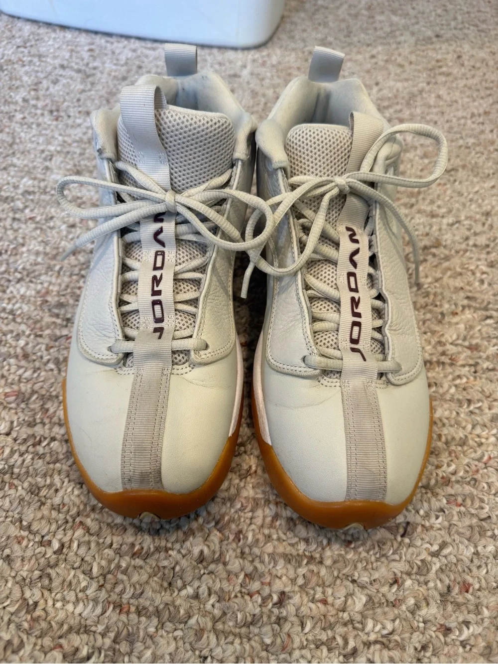 Jordan Light Gray and Gum Low-Top Sneakers